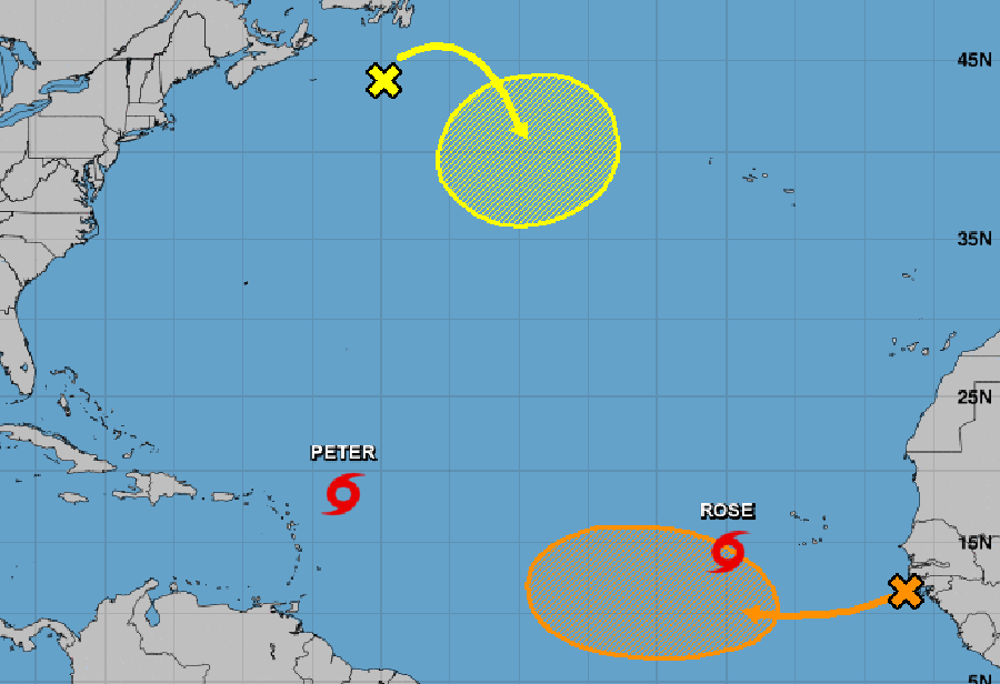 hurricane center tracks tropical storms peter two more cyclones possible on tropical storm peter track