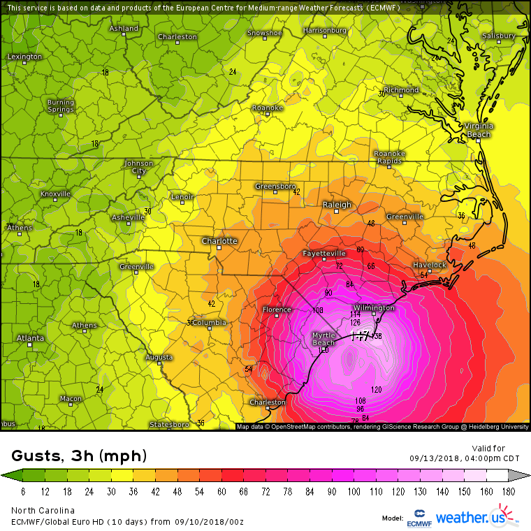 ECMWF Wind Gusts at Landfall