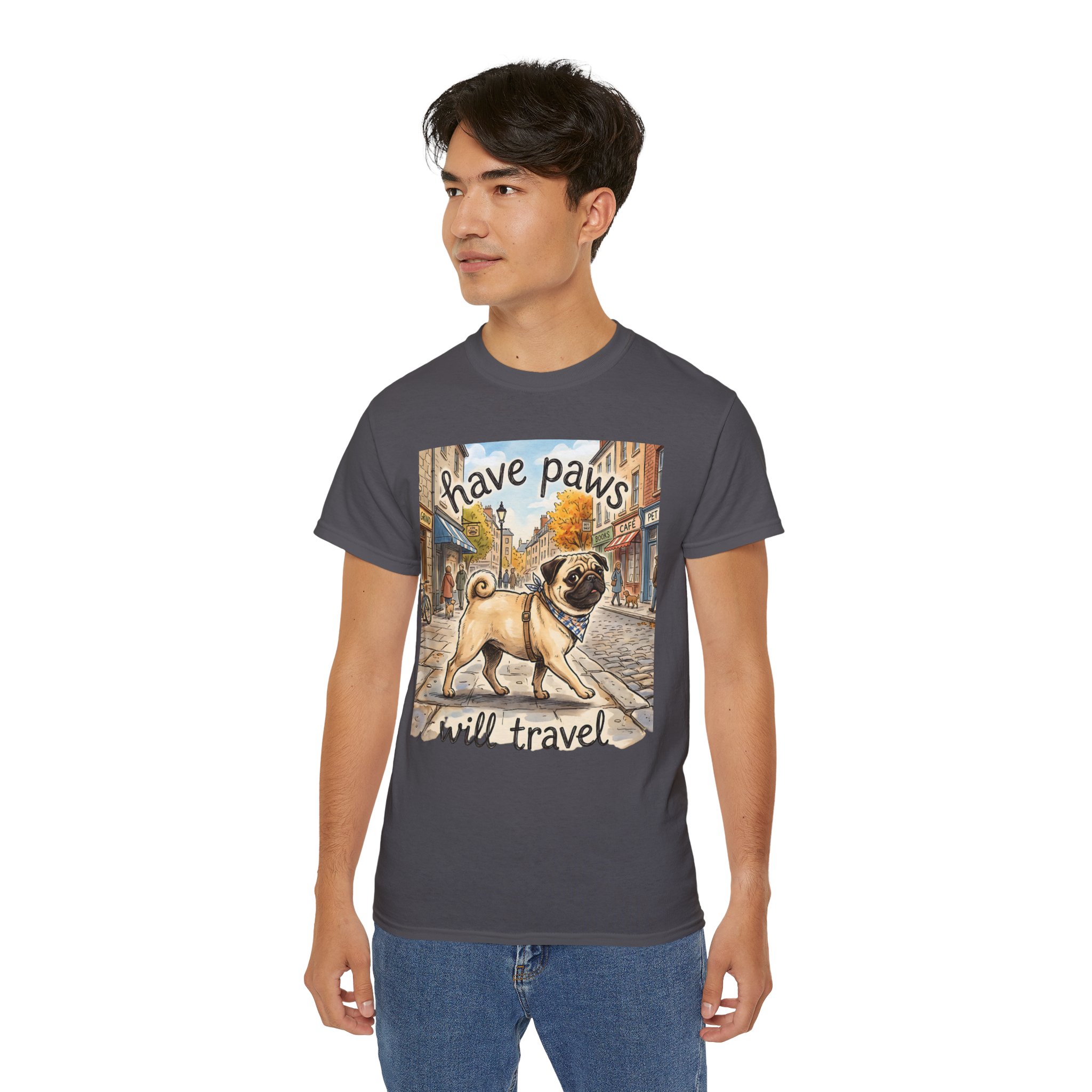 MEN's --  Pug 'Have Paws Will Travel' T-Shirt