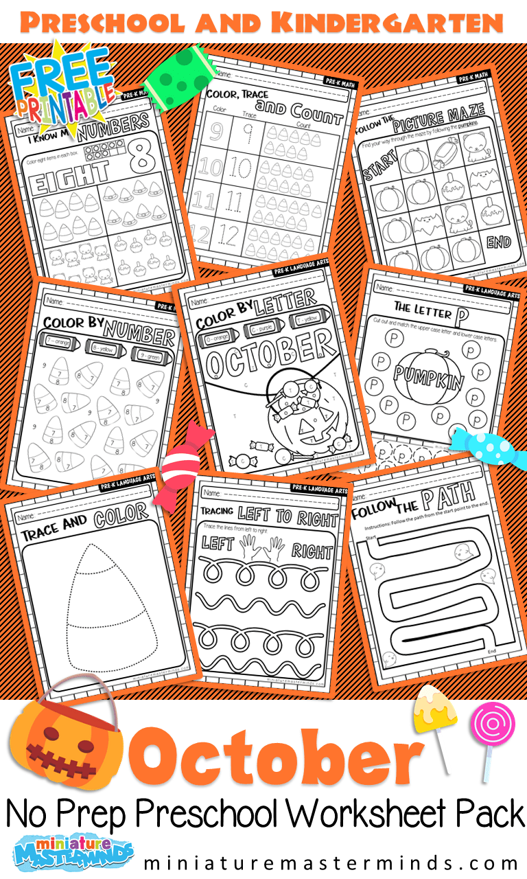 October No Prep Preschool and Kindergarten Pack – Miniature Masterminds