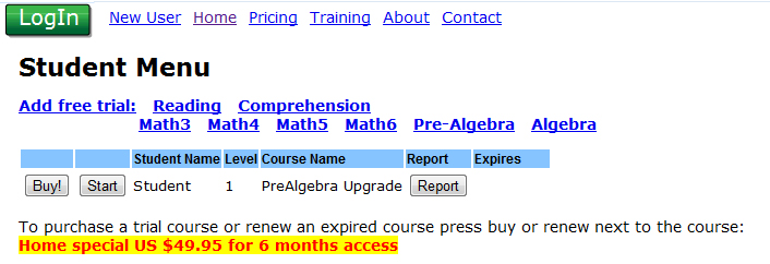 student-trial-menu | Learning Upgrade