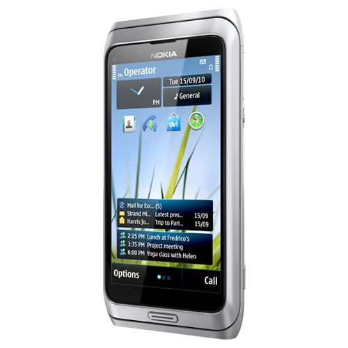 Nokia E7 llega en Abril a América latina - nokia-e7-silver-white-front-r