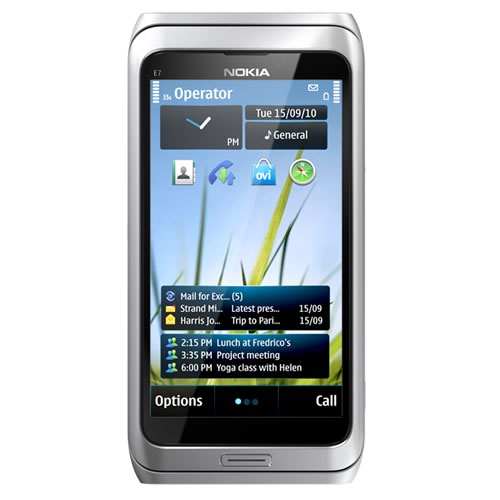 Nokia E7 llega en Abril a América latina - nokia-e7-silver-white-front