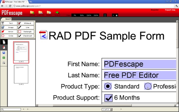 Editar PDF en Chrome con PDFescape