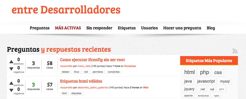 Preguntas y respuestas de programación, entreDesarrolladores.com