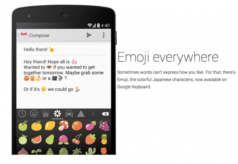 Teclado de Android 4.4 Kit-Kat tiene soporte nativo para Emoji