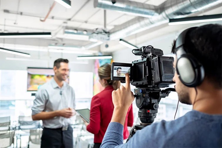 Business videographer in Pune shooting a corporate video for a real estate company.