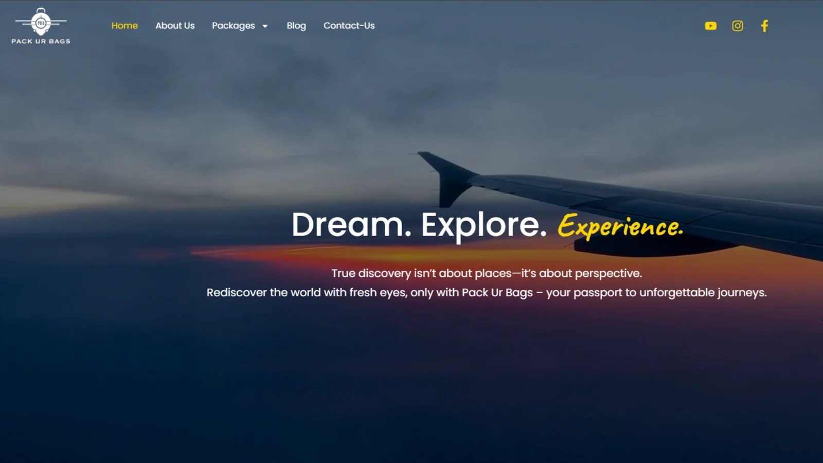 Travel website design screenshot