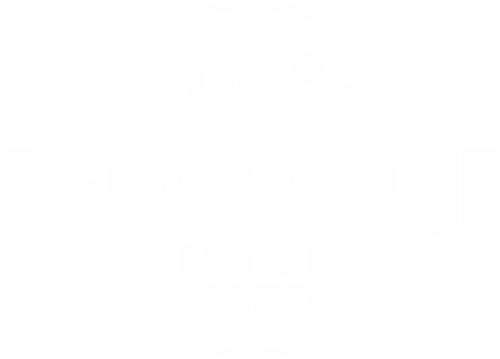 100% Human Made Art - White badge with transparent background