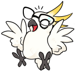 Pixel, WebDesignToo's mascot, shocked