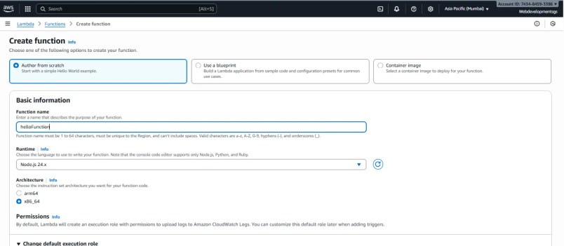 create lambda function