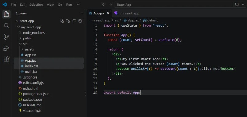 React for beginners Vite project folder structure