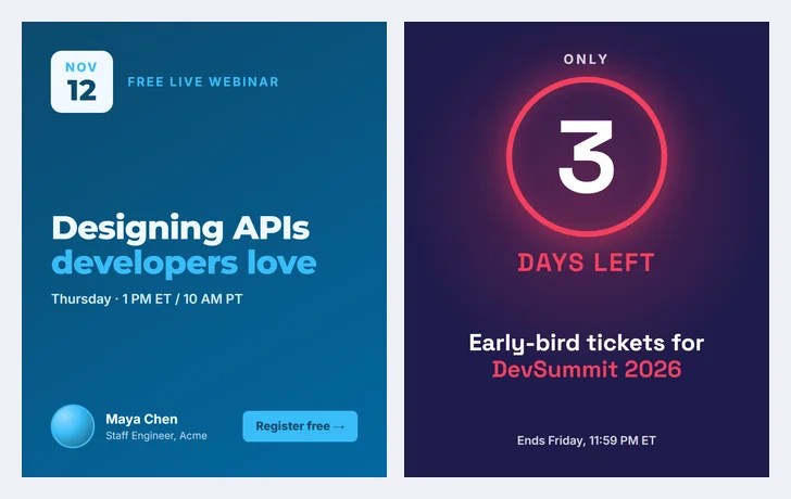 Event templates: Webinar Event and Countdown