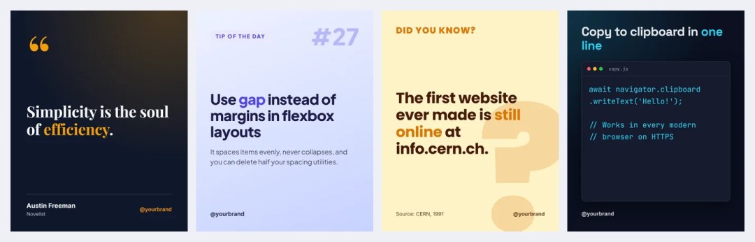 Quotes and Tips templates: Big Quote, Tip of the Day, Did You Know and Code Tip