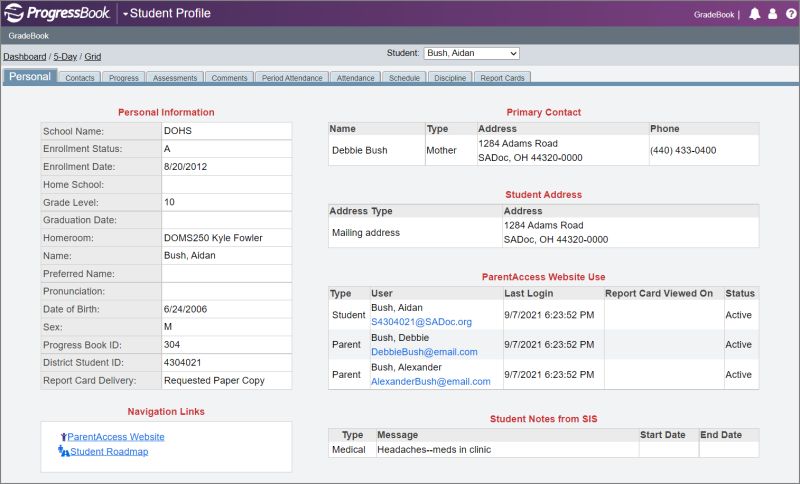Viewing Student Profile Information - Dark Design Collection - Mobile Quality