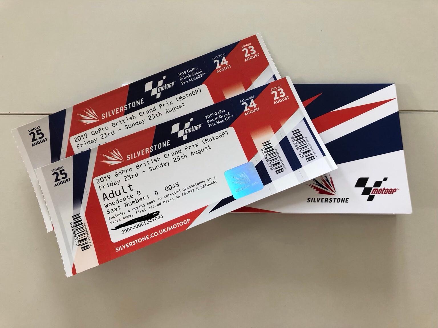 2 X Motogp Silverstone 3 Day Tickets
