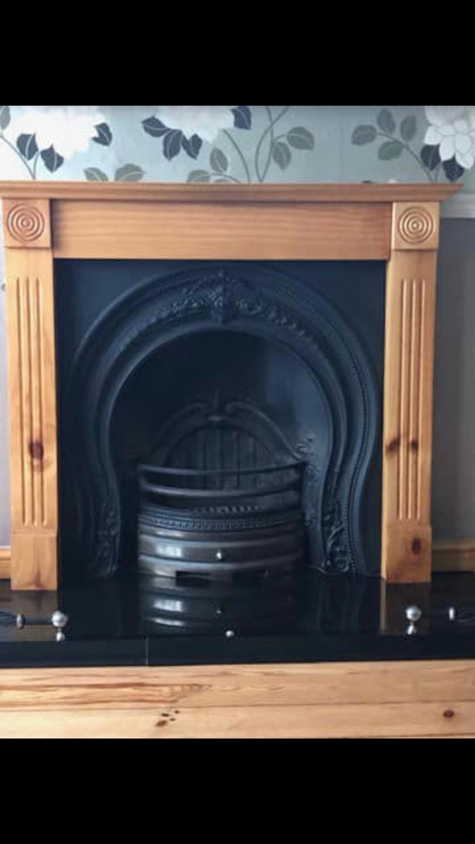 Impressive 19th Century American Antique Ornamental Cast Iron Arch Top Residential Fireplace Summer Cover With Matching Surround