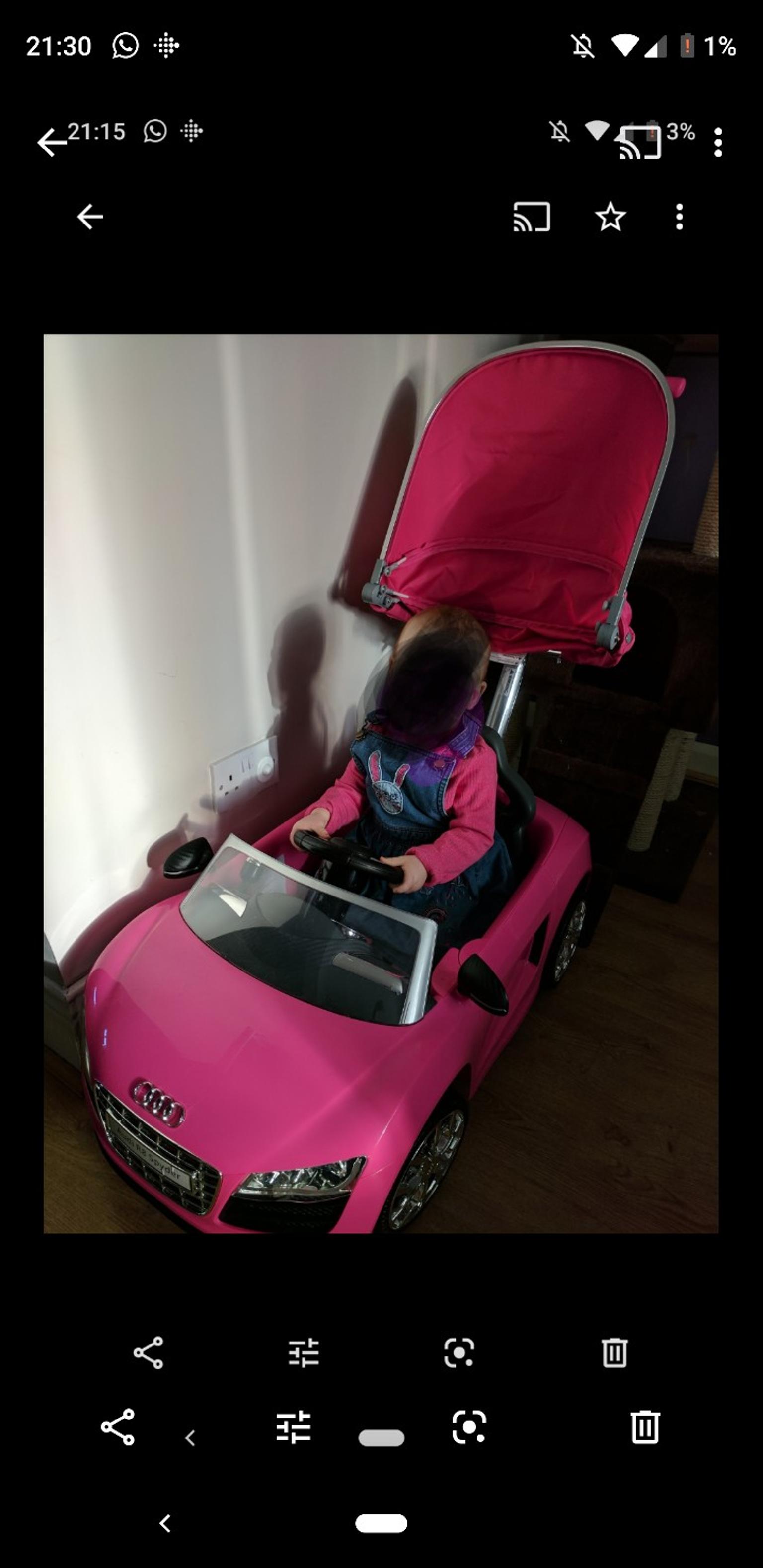 Pink Audi Push Along Car