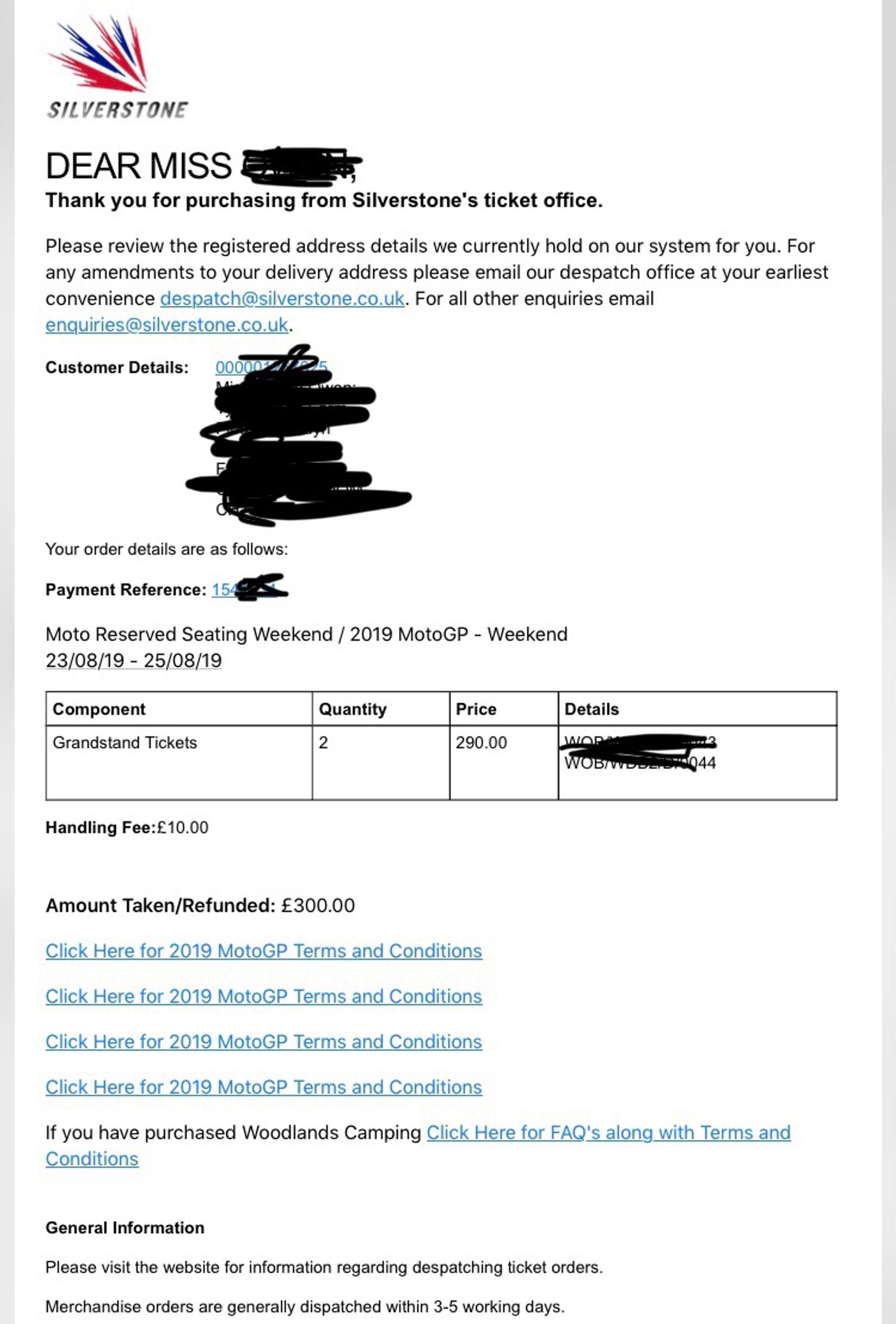 2 X Motogp Silverstone 3 Day Tickets