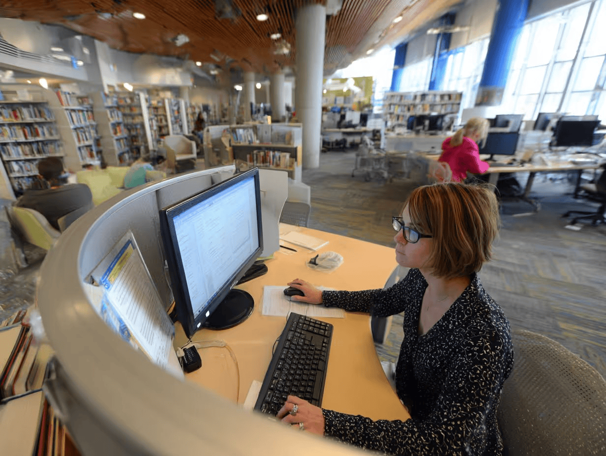 Library patrons using public computers