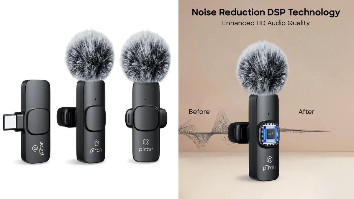 pTron KWM-1 Type-C wireless microphone with DSP noise cancellation for Android and iPhone