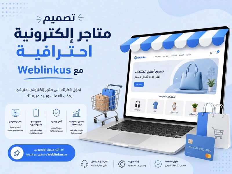 تصميم متاجر إلكترونية احترافية مع Weblinkus متجرك جاهز للبيع من أول يوم