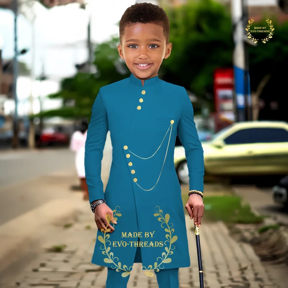 African boys 2-piece formal suit (jacket+pants) Arabic white robe elegant outfits for wedding party ball kids custom tuxedo