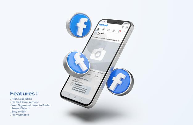 The facebook post mockup is available in photoshop (psd) format. Psd Facebook On Mobile Phone Mockup With 3d Icons Webostock