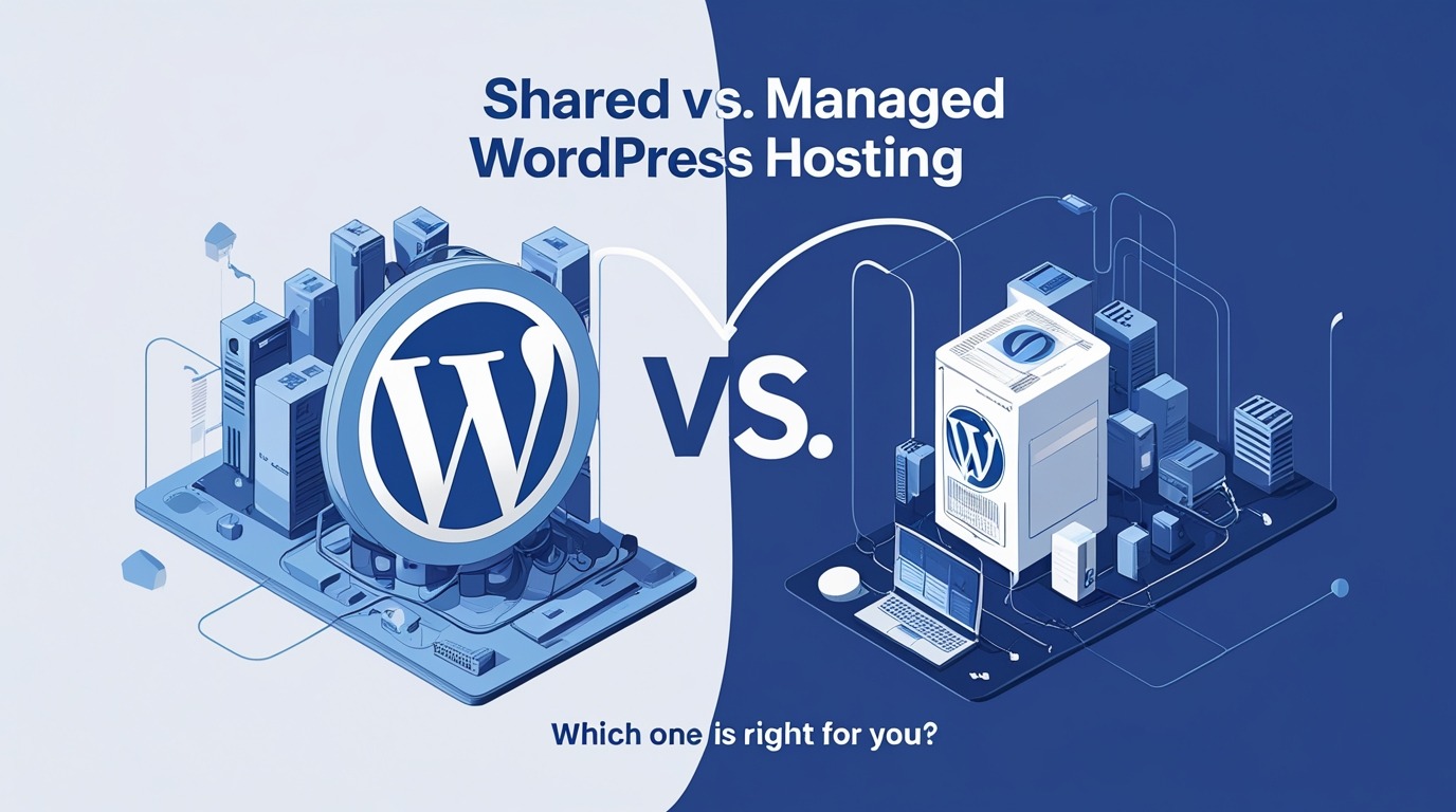 Shared vs Managed WordPress Hosting (Which Should You Choose?) 2 Comparison between managed WordPress hosting and shared hosting, highlighting differences in features, performance, and user benefits.