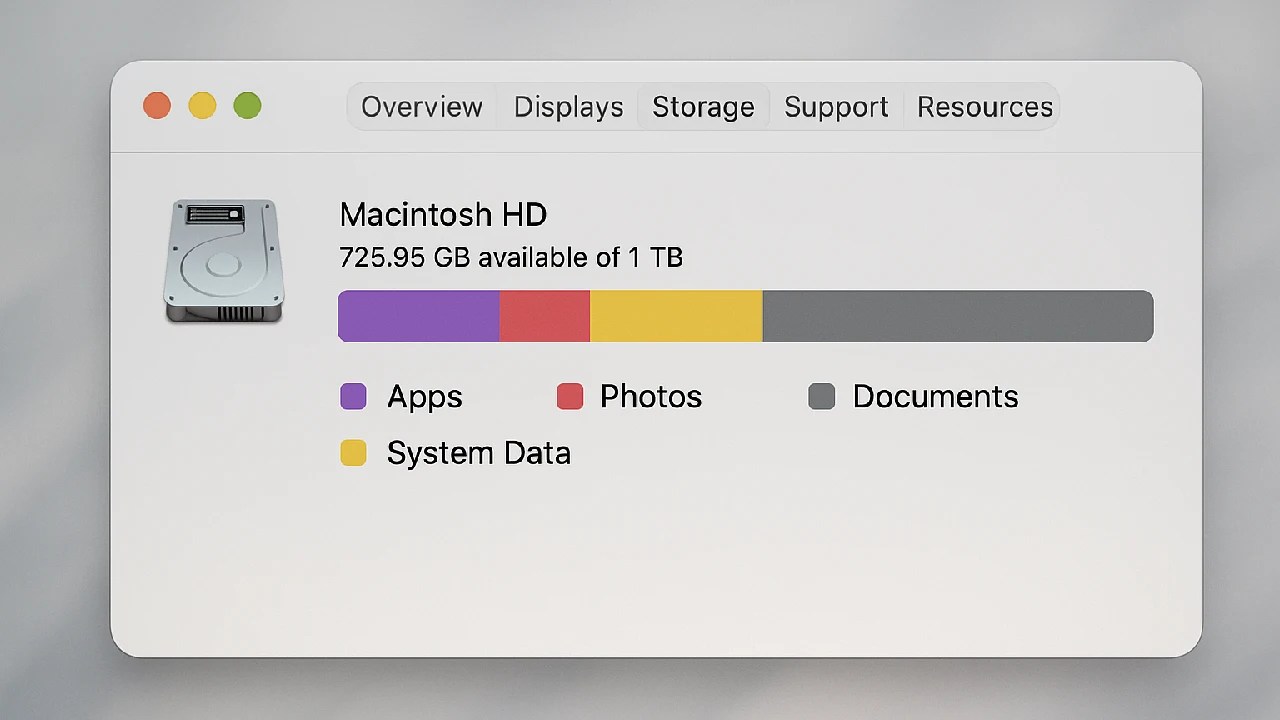 Checking storage on Apple Mac computer