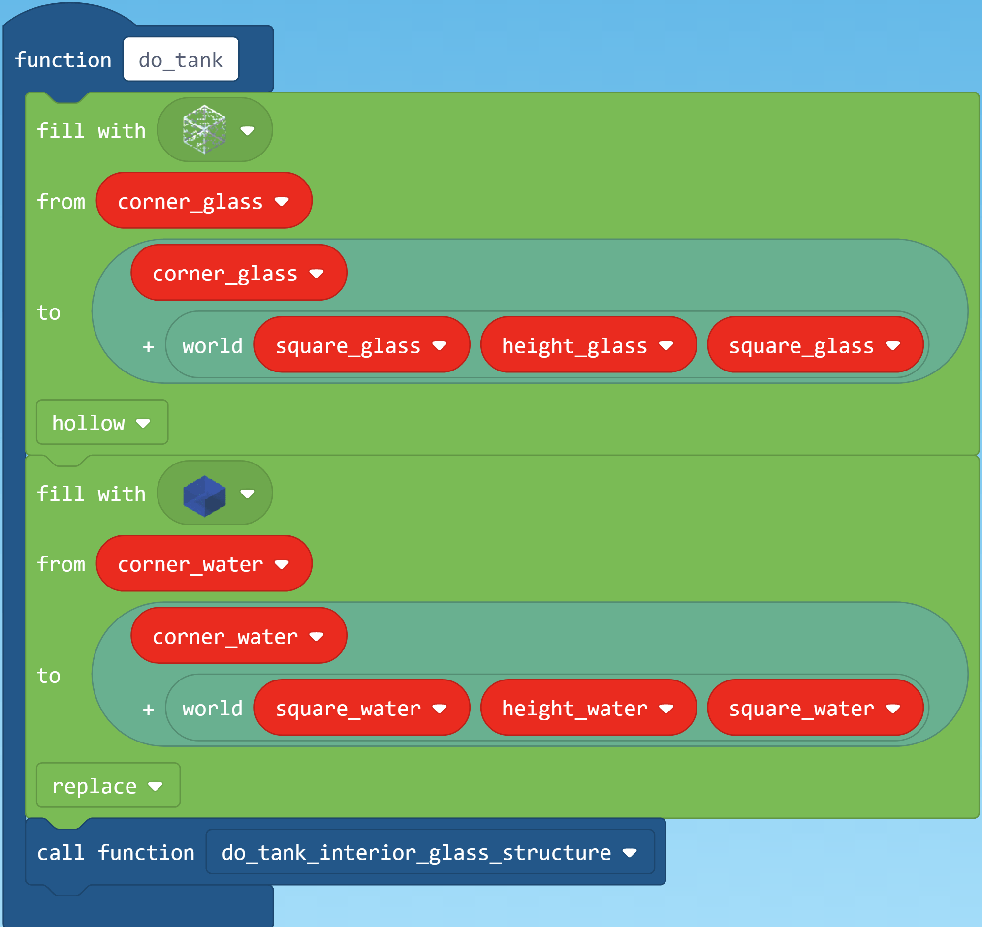 Minecraft Code Generator Fish Aquarium in MakeCode for Minecraft | We Code MakeCode