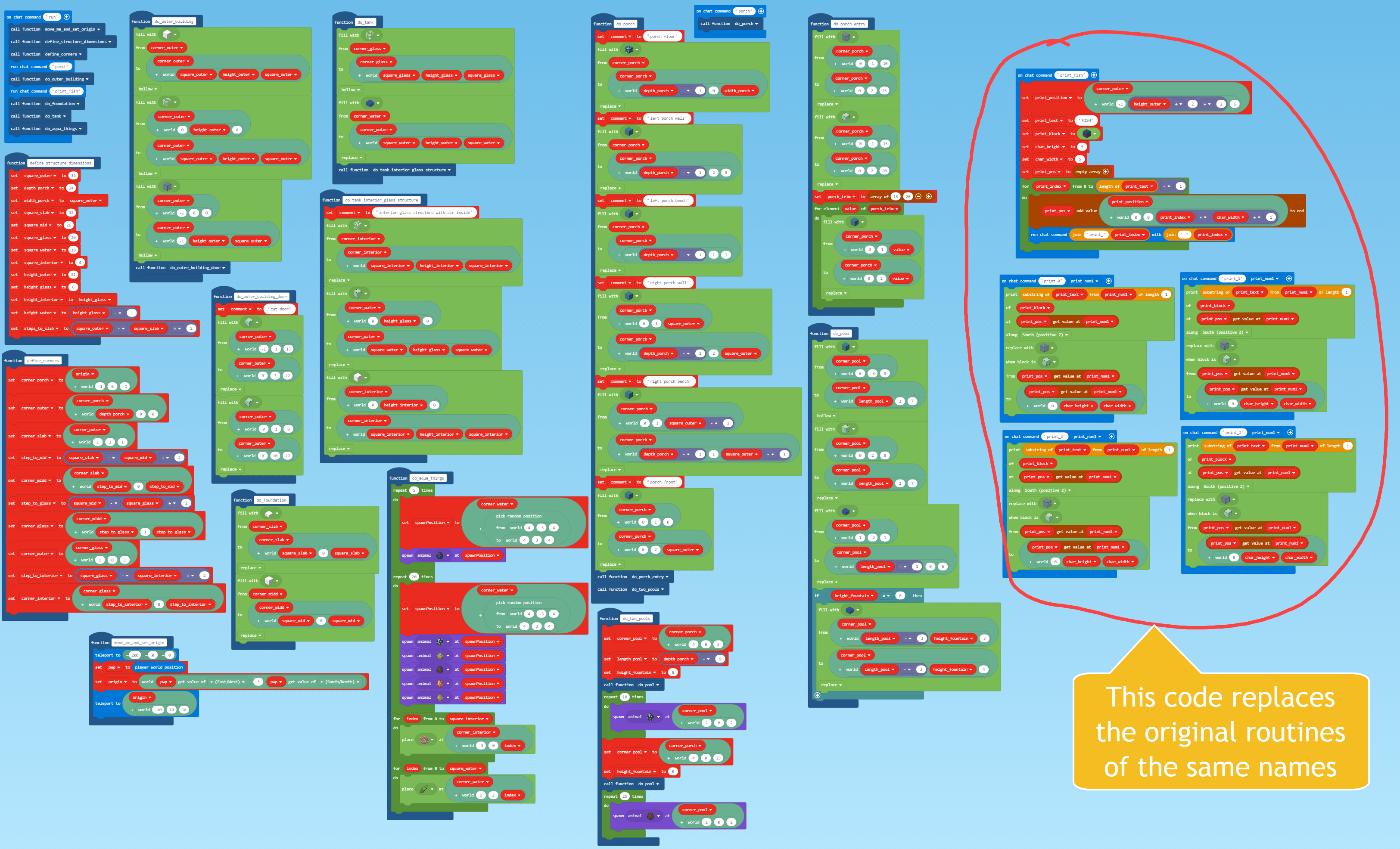 Minecraft Code Generator Fish Faster FISH Print in MakeCode for Minecraft Aquarium | We Code MakeCode