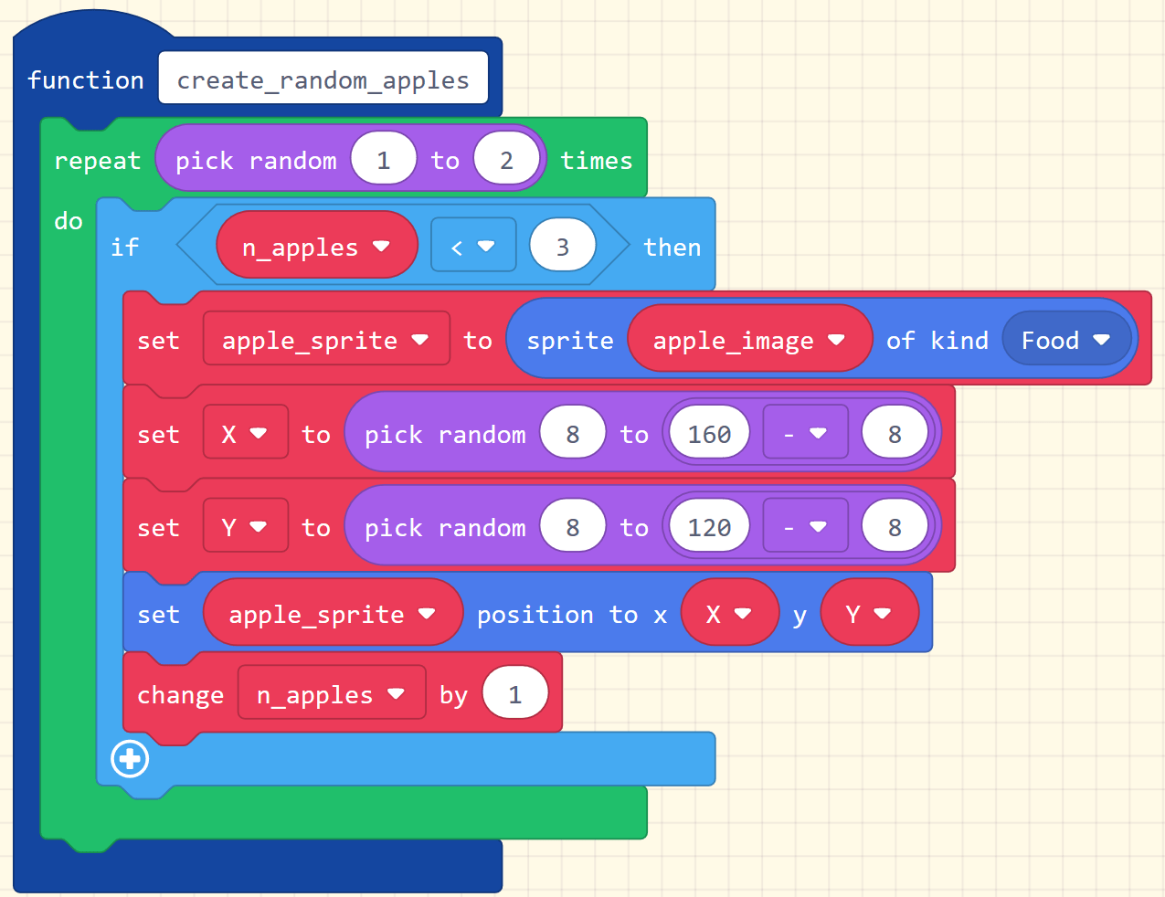 AppleEating Snake in MakeCode Arcade We Code MakeCode