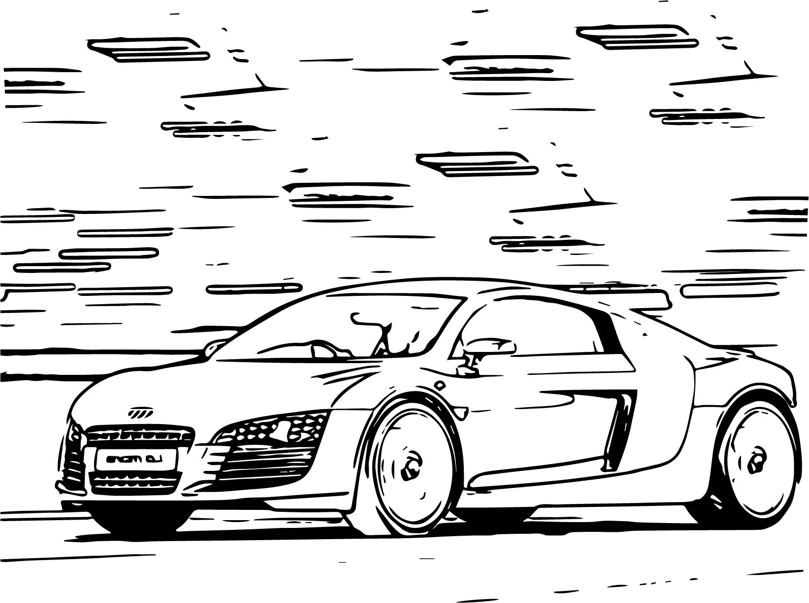 Fast car coloring page