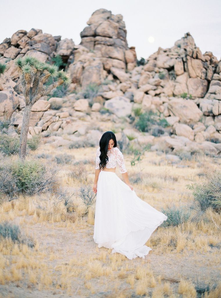 Joshua Tree Anniversary With Two Piece Wedding Dress
