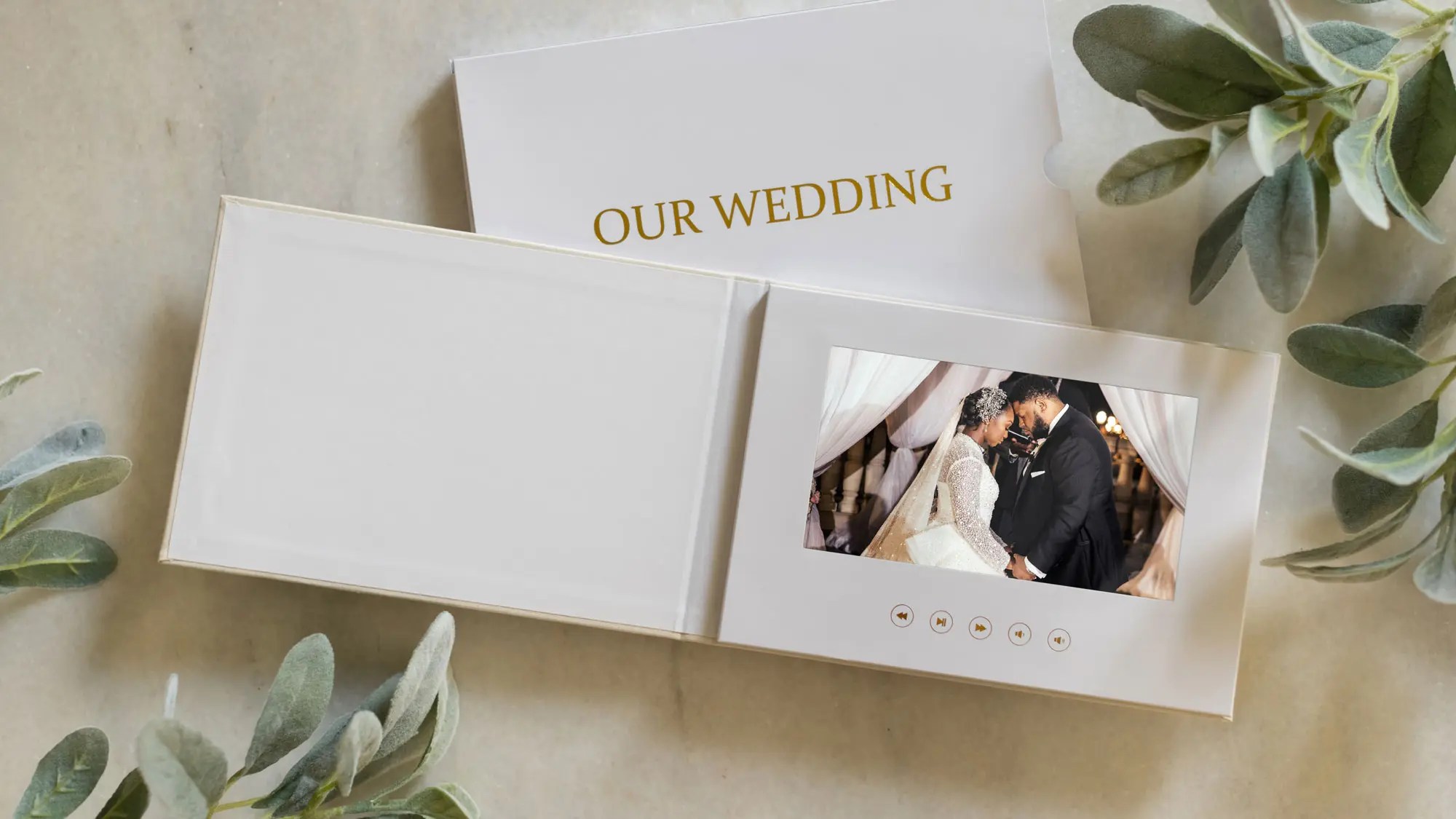 Cheers You Two video guest book set up at a wedding reception