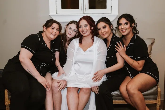 Bridesmaids getting ready together at The Bell Tower on 34th, Houston, TX