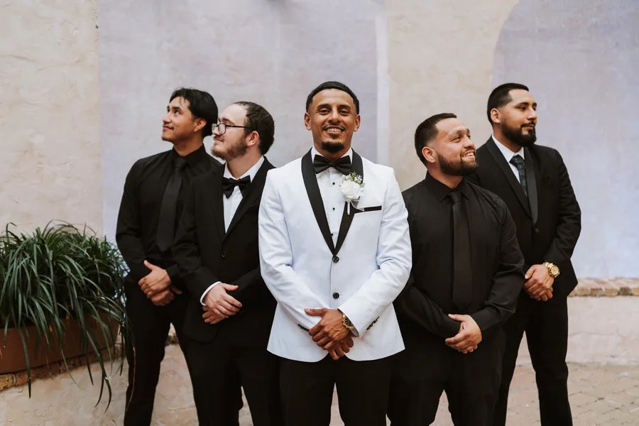 Groom with his groomsmen at The Bell Tower on 34th, Houston, TX