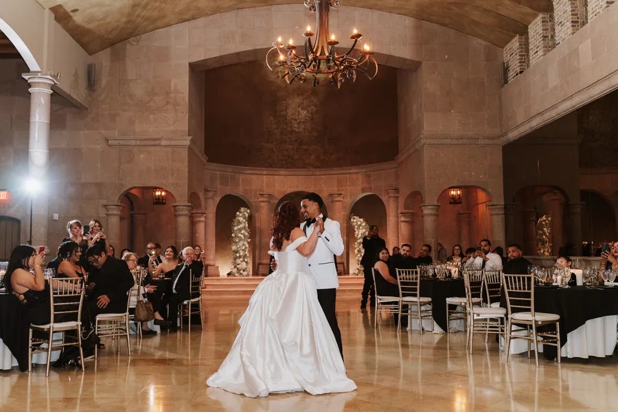 Bride and groom's first dance at The Bell Tower on 34th, Houston, TX