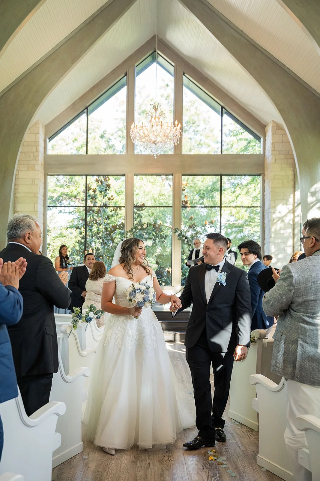 Jessica & Antonio's outdoor ceremony setting at Brighton Abbey, Aubrey, TX