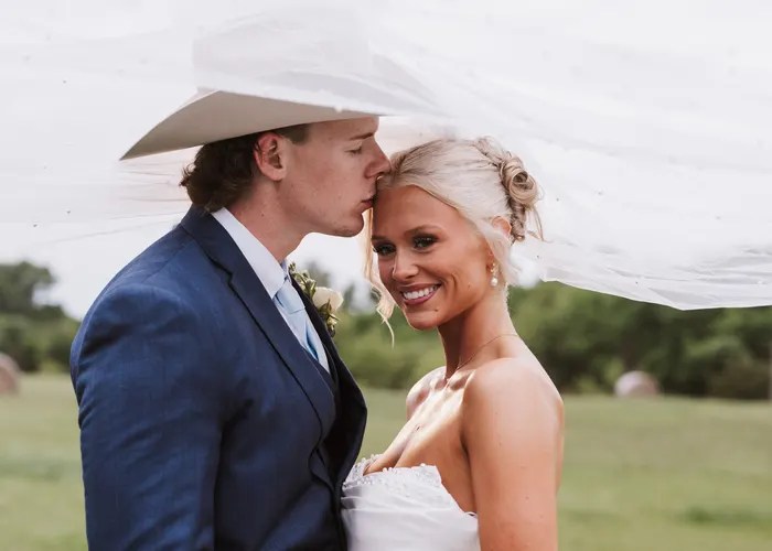 Candid wedding moment at The Brooks at Weatherford, Weatherford, TX