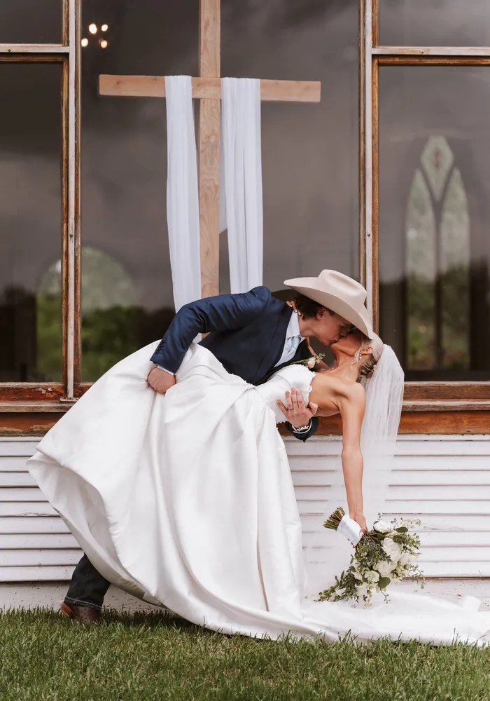 Bride and groom portrait at The Brooks at Weatherford, Weatherford, TX