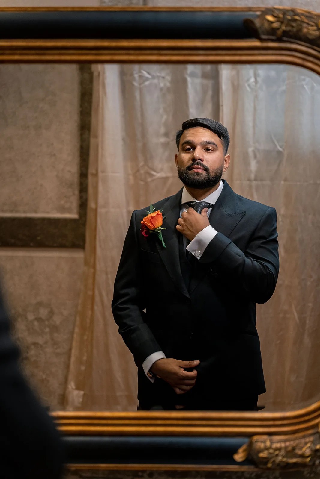 Deborah & Hasheem's wedding party portrait at Chateau Crystale, Houston, TX