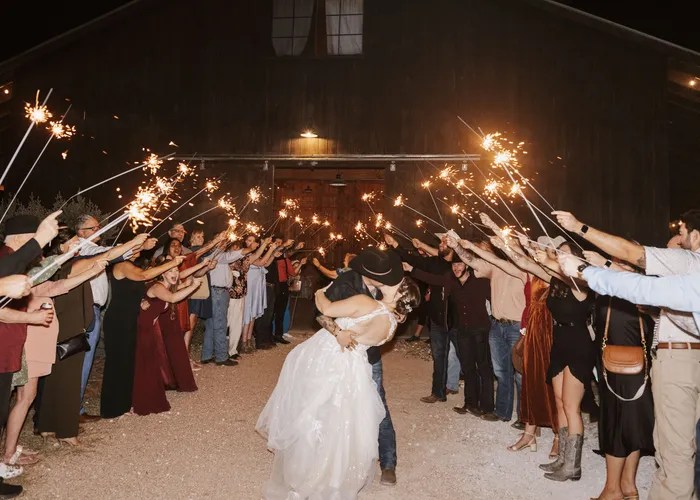 Wedding ceremony at Diamond Barrel, Liberty Hill, TX