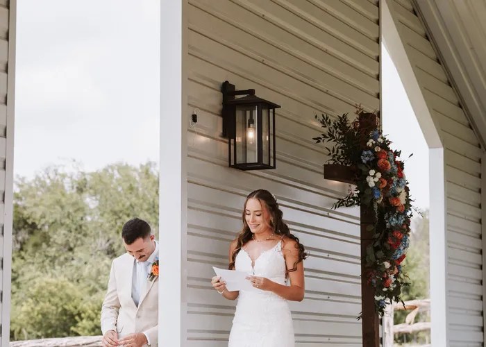 Candid wedding moment at Diamond H3 Ranch, Weatherford, TX