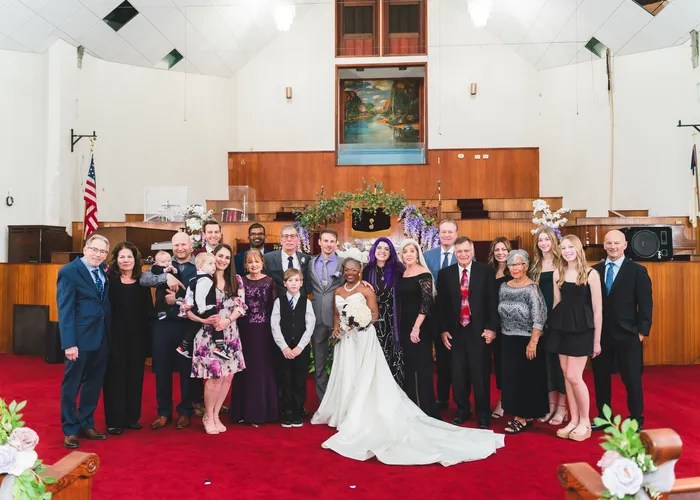 Wedding party celebration at First Shiloh Missionary Baptist Church, Houston, TX