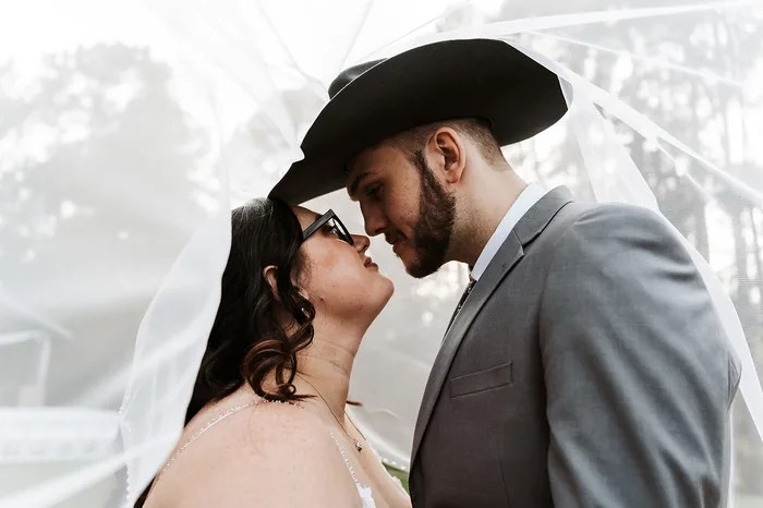 Bride and groom close portrait at Fountain View Farms, Splendora, TX