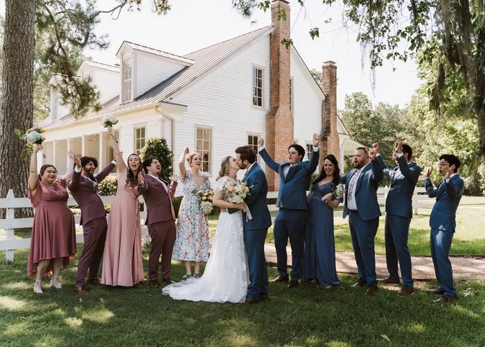Wedding ceremony at The Historic Hill House and Farm, Willis, TX
