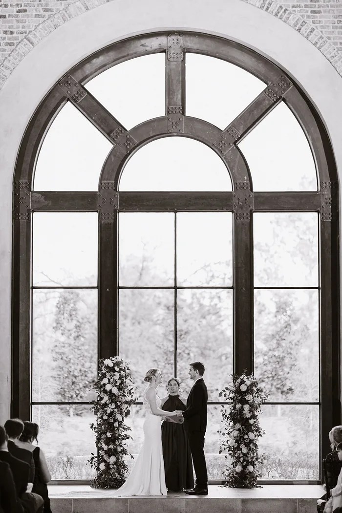 Architectural detail of the glass-domed ceremony room at Iron Manor by Walters Wedding Estates, Texas