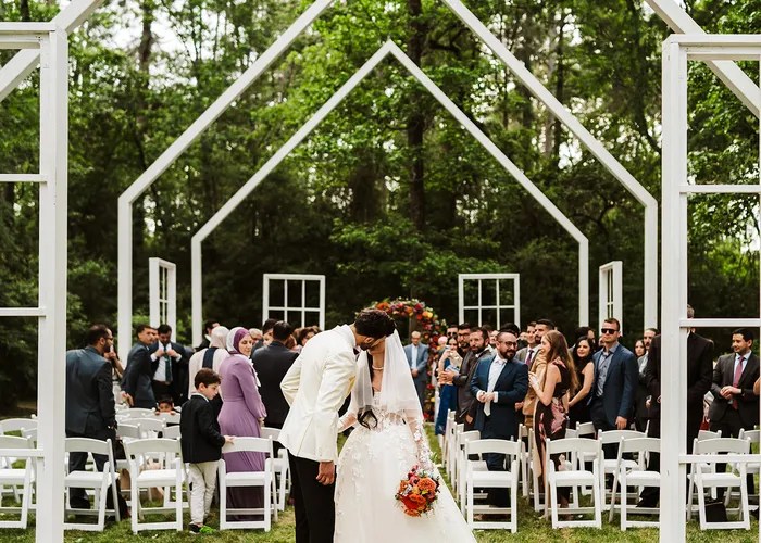 Candid wedding moment at The Meekermark, Magnolia, TX